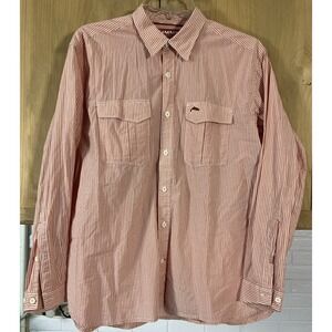 Simms Shirt Mens XL Pink Stripe Long Sleeve Fishing Button‎ Up Outdoor Casual